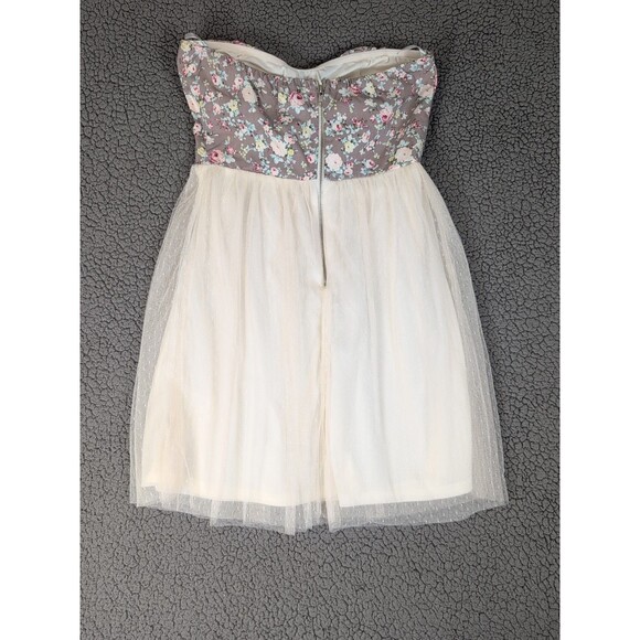 Vtg Delias Dress Strapless Floral Bustier Top Cream and Gray Juniors Medium Y2K - Picture 1 of 15